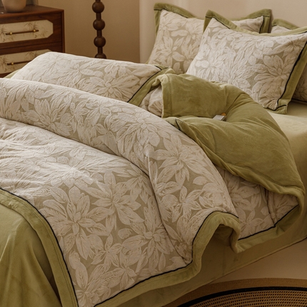 2024新款牛奶绒染色雕花可拆洗冬被被子被芯 初叶