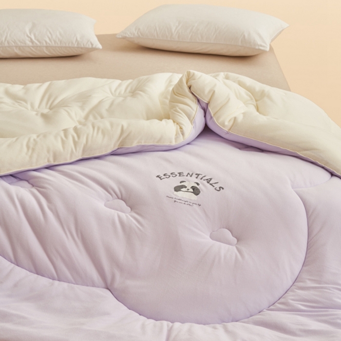 91家纺网 家纺一手货源 找家纺 2024新款b类针织德绒猫猫大豆冬被被子被芯 猫猫被-浅紫