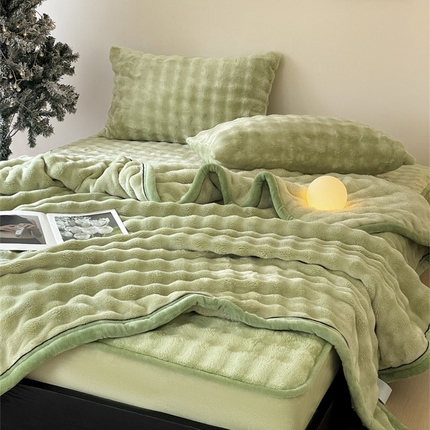 91家纺网 家纺一手货源 找家纺 （总）欧邦 新款泡泡绒仿兔毛牛奶绒床笠可搭配同款毛毯（外贸供货）