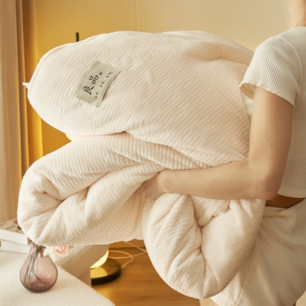 （总）2024新款牛奶绒提花围棋格冬被四件套