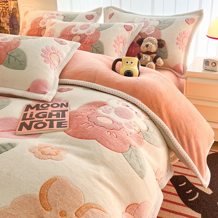 91家纺网 家纺一手货源 找家纺 倾慕家纺 2024新款加厚保暖6D立体雪花绒系列-单枕套 花园