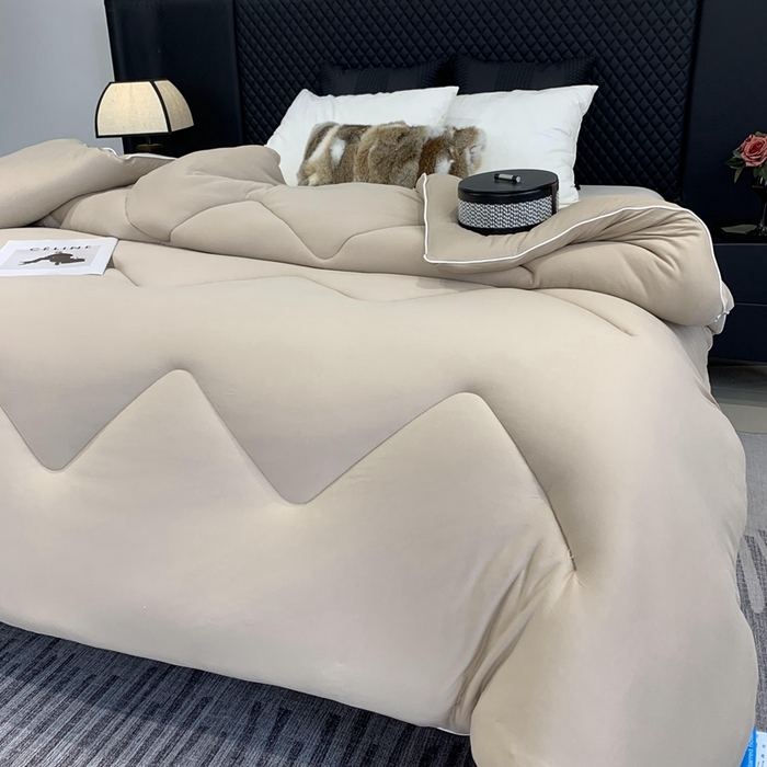 91家纺网 家纺一手货源 找家纺 奈萝家纺 2024新款超柔针织四季恒温春秋被冬被被子被芯 咖色