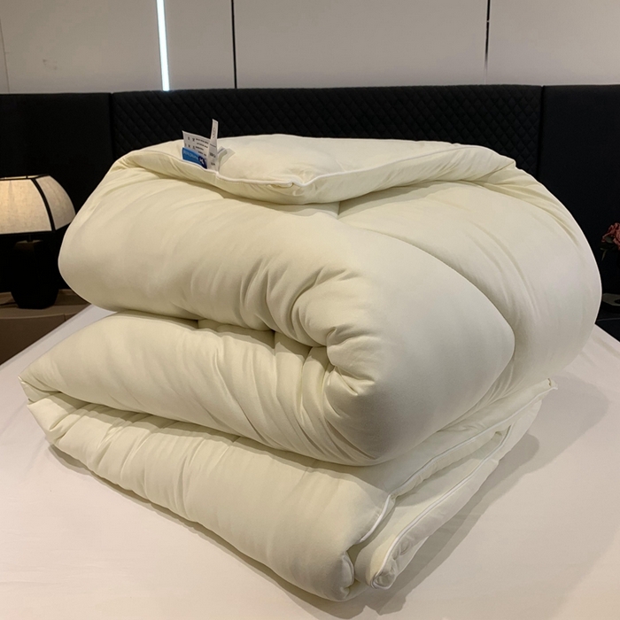 91家纺网 家纺一手货源 找家纺 奈萝家纺 2024新款超柔针织四季恒温春秋被冬被被子被芯 米黄