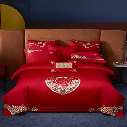 91家纺网 家纺一手货源 找家纺 （总）高大尚婚庆馆 2025新款长绒棉臻棉系列婚庆四件套多件套