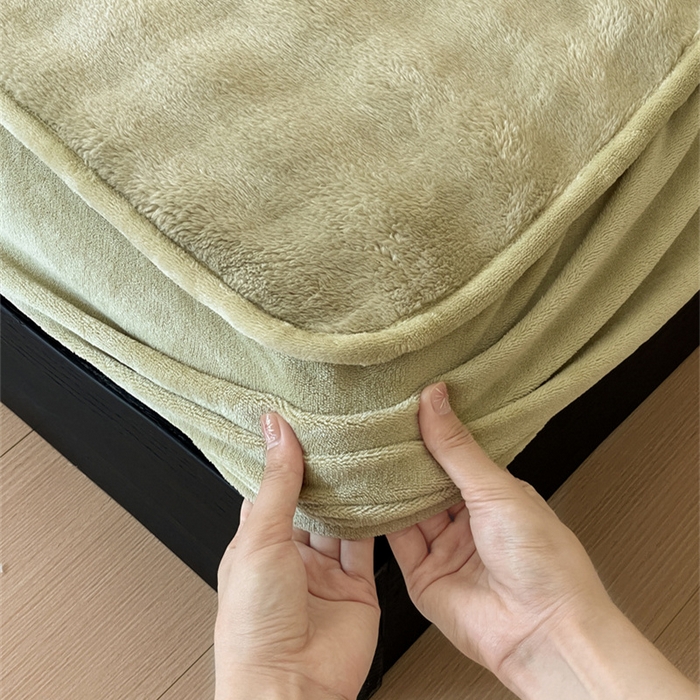 91家纺网 家纺一手货源 找家纺 欧邦 新款泡泡绒仿兔毛牛奶绒床笠可搭配同款毛毯（外贸供货） 泡泡芥黄