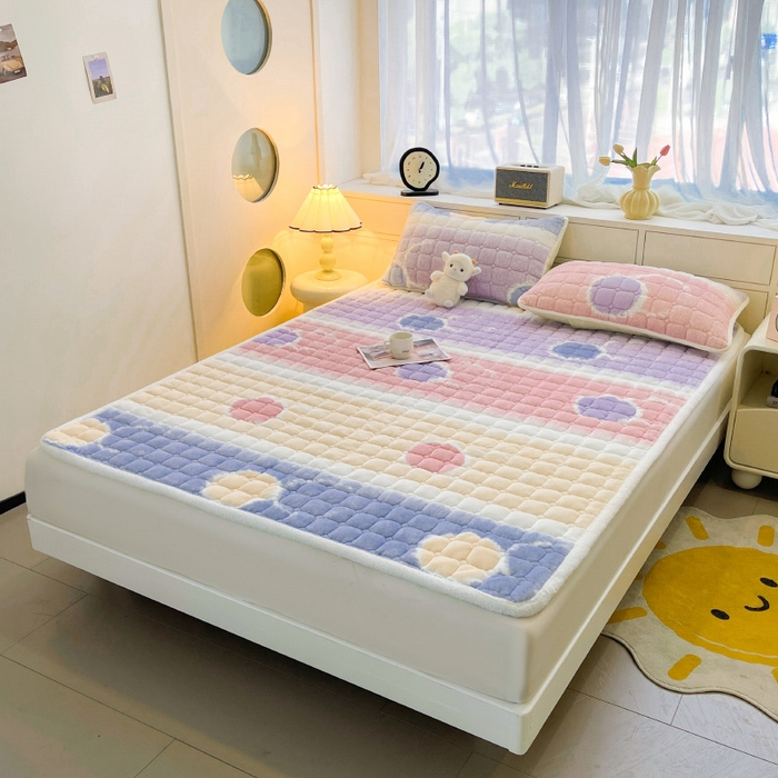 91家纺网 家纺一手货源 找家纺 眠势力 2025新款牛奶绒床垫保防滑床护垫床褥学生垫子可机洗 炫彩