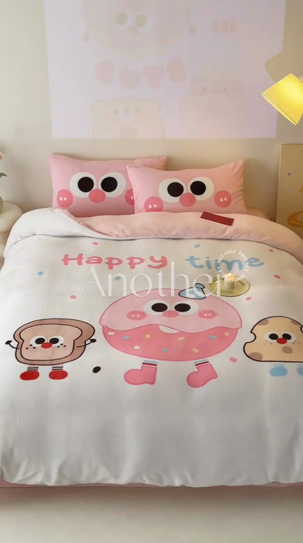 91家纺网 家纺一手货源 找家纺 星座家纺 2025新款大版卡通牛奶绒四件套 甜甜圈