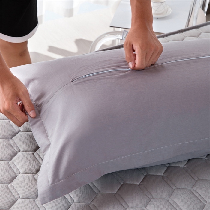 91家纺网 家纺一手货源 找家纺 凌云家纺 2025新款A类全棉拉链式枕套 简约灰