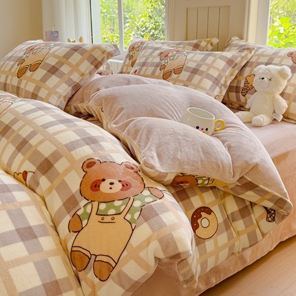 91家纺网 家纺一手货源 找家纺 （总）狂想家 2025新款加厚牛奶绒卡通印花四件套