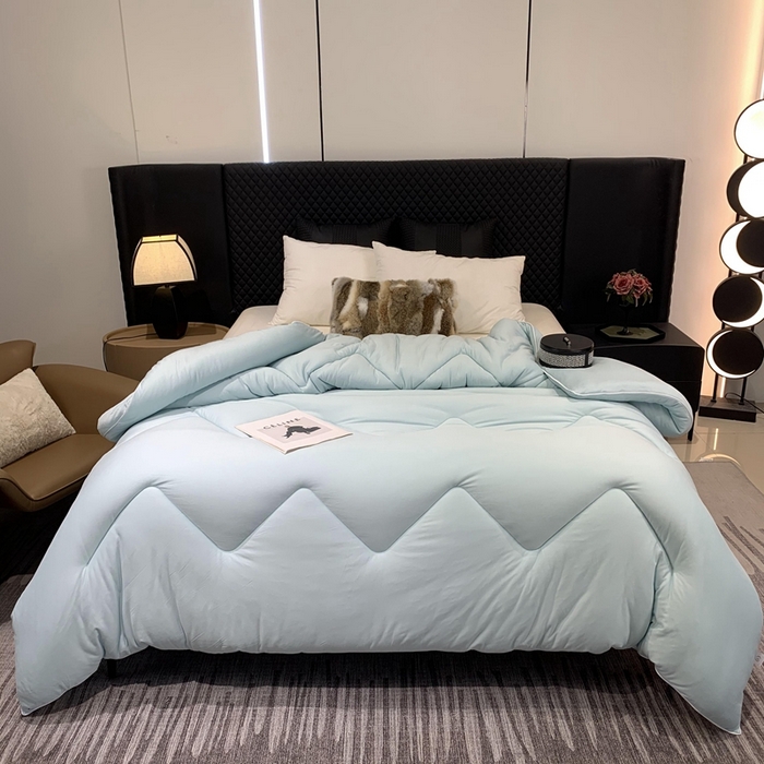 91家纺网 家纺一手货源 找家纺 奈萝家纺 2024新款超柔针织四季恒温春秋被冬被被子被芯 蓝色