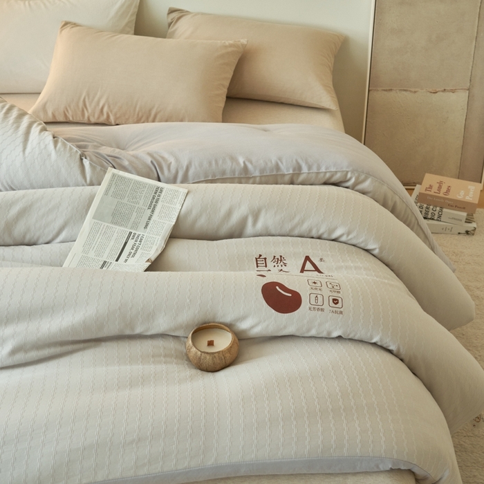 91家纺网 家纺一手货源 找家纺 2024新款b类水洗节节高提花7A抗菌大豆纤维冬被被子被芯 节节高-雅灰色