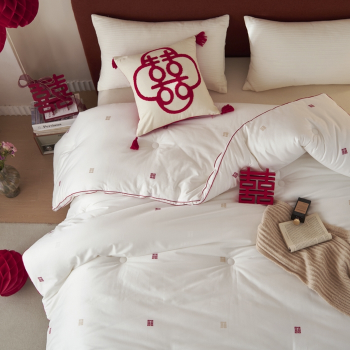 91家纺网 家纺一手货源 找家纺 （总）2024新款吾家有喜抗菌婚庆被 被子被芯