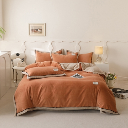 2024新款牛奶绒双拼可拆洗冬被被子被芯 双拼可拆洗-焦糖+米驼