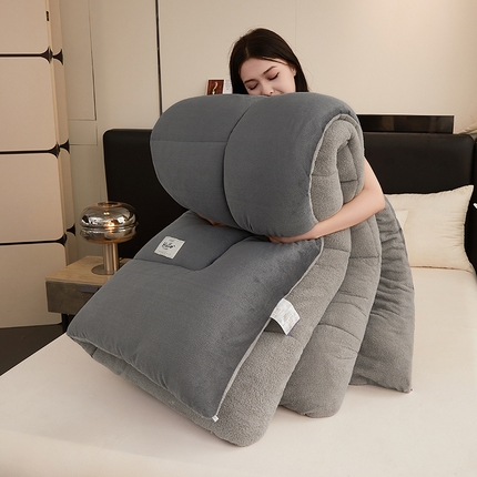 梦恬佳 2024新款牛奶绒羊羔绒冬被被子被芯 纯灰色