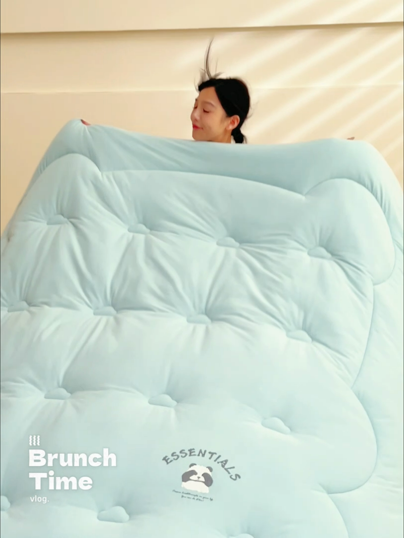 91家纺网 家纺一手货源 找家纺 2024新款b类针织德绒猫猫大豆冬被被子被芯 猫猫被-浅绿