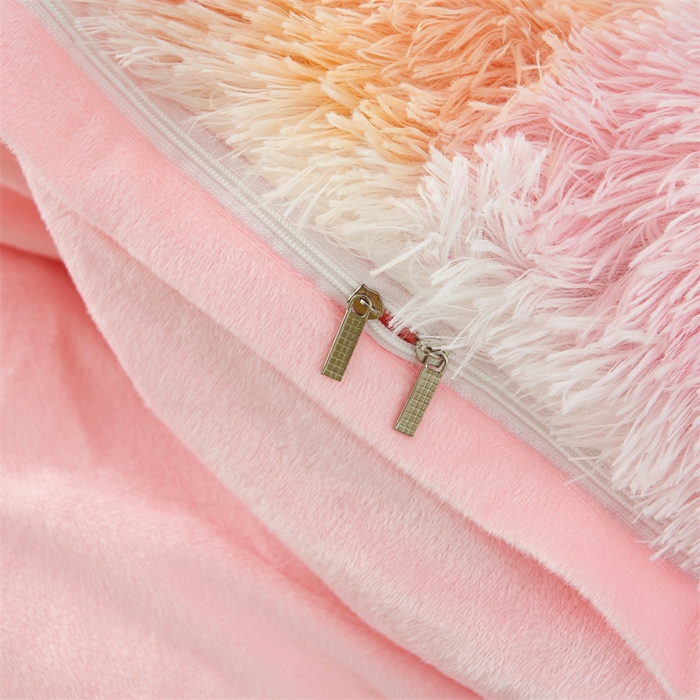 91家纺网 家纺一手货源 找家纺 品尚嘉家纺2025新款扎染水貂绒四件套长毛绒保暖套件扎染-新彩虹