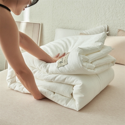 91家纺网 家纺一手货源 找家纺 2024新款b类100%纯棉水洗棉提花大豆纤维冬被 纯棉方格 日系风