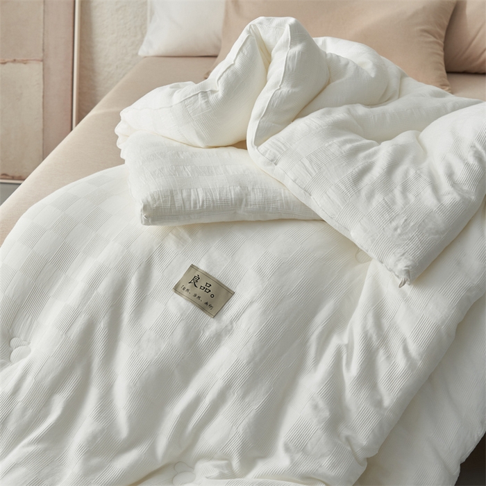 91家纺网 家纺一手货源 找家纺 2024新款b类100%纯棉水洗棉提花大豆纤维冬被 纯棉-华夫格