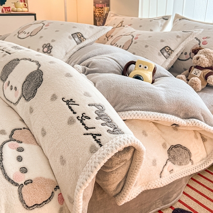 91家纺网 家纺一手货源 找家纺 （总）倾慕家纺 2024新款加厚保暖6D立体雪花绒系列-四件套