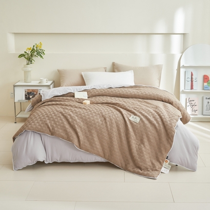 子由 2024新款b类良品格子母冬被被子被芯 子母被-驼+灰