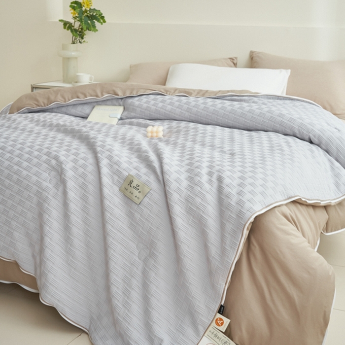 91家纺网 家纺一手货源 找家纺 子由 2024新款b类良品格子母冬被被子被芯 子母被-灰+驼