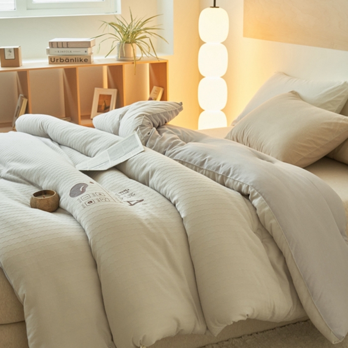 91家纺网 家纺一手货源 找家纺 2024新款b类水洗节节高提花7A抗菌大豆纤维冬被被子被芯 节节高-雅灰色