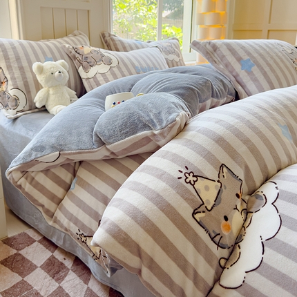 91家纺网 家纺一手货源 找家纺 （总）狂想家 2025新款加厚牛奶绒卡通印花四件套