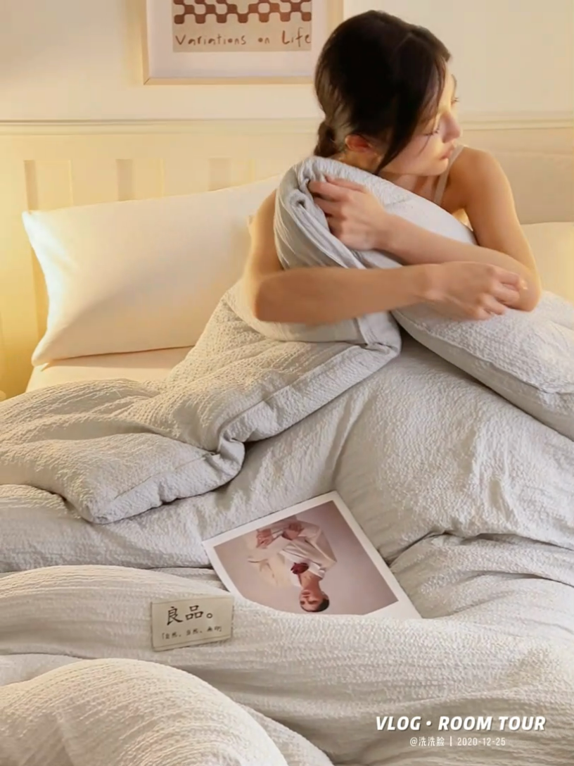91家纺网 家纺一手货源 找家纺 子由 2024新款b类韩系邹邹格大豆纤维冬被被子被芯 邹邹格-浅灰