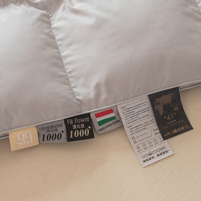 91家纺网 家纺一手货源 找家纺 华盛羽绒被 2024新款立体金边鹅绒被糯感羽绒冬被可定制烫画 灰色立体边款