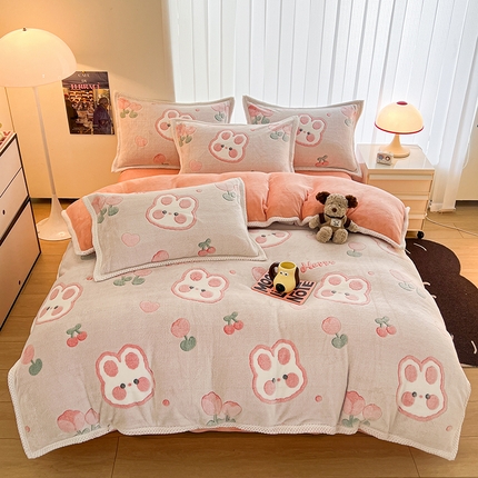 91家纺网 家纺一手货源 找家纺 （总）倾慕家纺 2024新款加厚保暖6D立体雪花绒系列-单被套