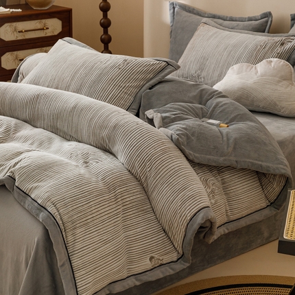 2024新款牛奶绒染色雕花可拆洗冬被被子被芯 条纹斑马