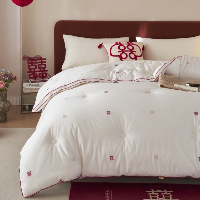 91家纺网 家纺一手货源 找家纺 （总）2024新款吾家有喜抗菌婚庆被 被子被芯