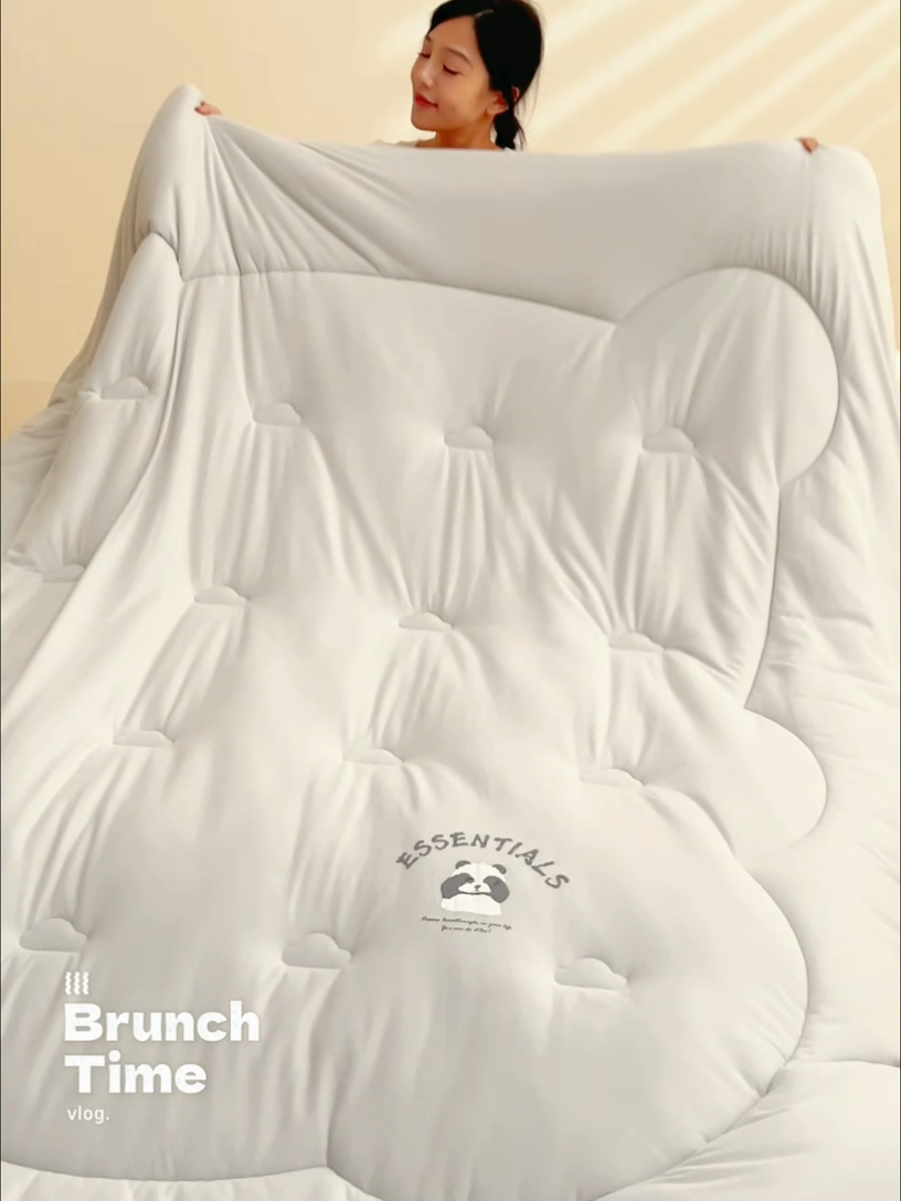 91家纺网 家纺一手货源 找家纺 2024新款b类针织德绒猫猫大豆冬被被子被芯 猫猫被-淡灰