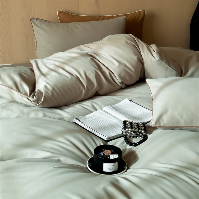 91家纺网 家纺一手货源 找家纺 三味舒屋 2024秋冬美拉德色系50s全棉磨毛四件套-棚拍详情图 竹青