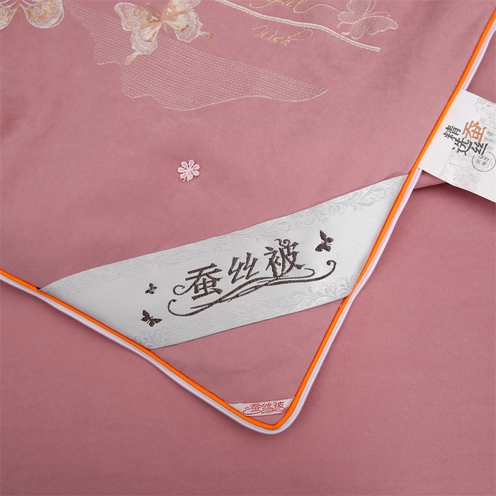 91家纺网 家纺一手货源 找家纺 恒鑫 2025新款全棉绣花桑蚕丝冬被春秋被拉链二合一子母被 香芋紫