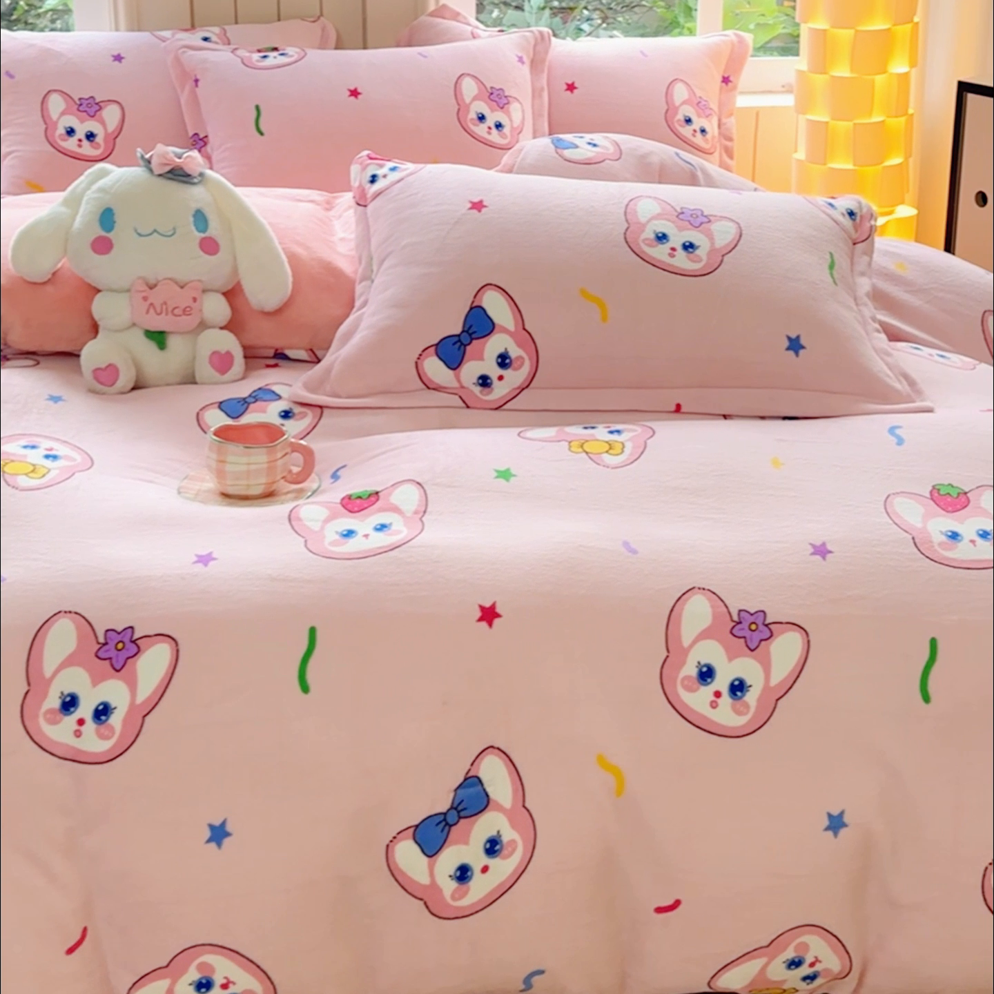 91家纺网 家纺一手货源 找家纺 狂想家 2025新款加厚牛奶绒卡通印花四件套 幸运狐狸