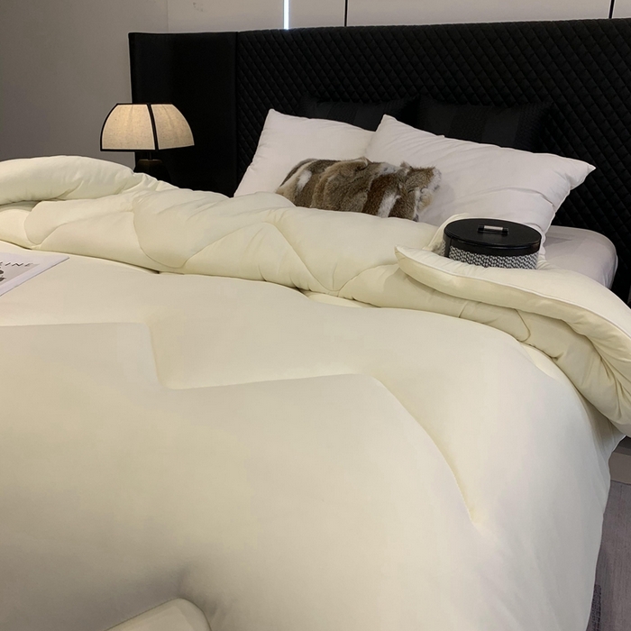 91家纺网 家纺一手货源 找家纺 奈萝家纺 2024新款超柔针织四季恒温春秋被冬被被子被芯 米黄