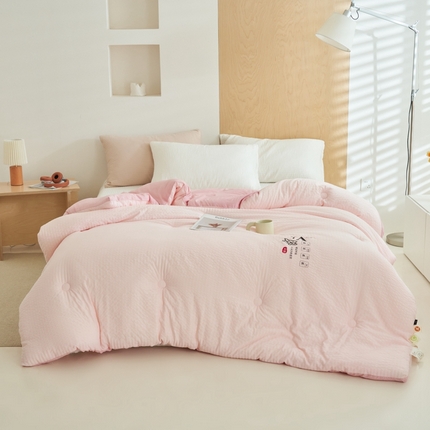 子由 2024新款b类泡泡格7A抗菌大豆纤维冬被被子被芯 泡泡格-雅粉