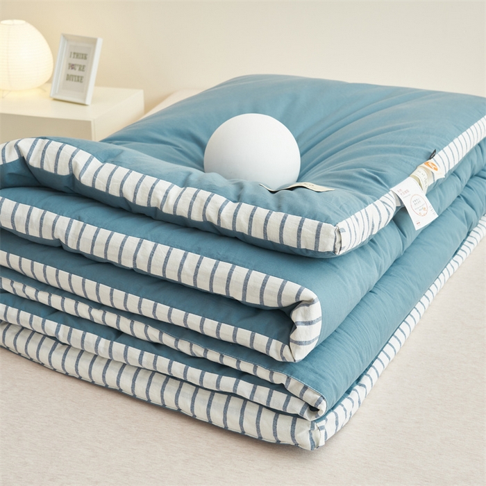 91家纺网 家纺一手货源 找家纺 （总）2024新款b类简约条纹立体大豆纤维冬被被子被芯