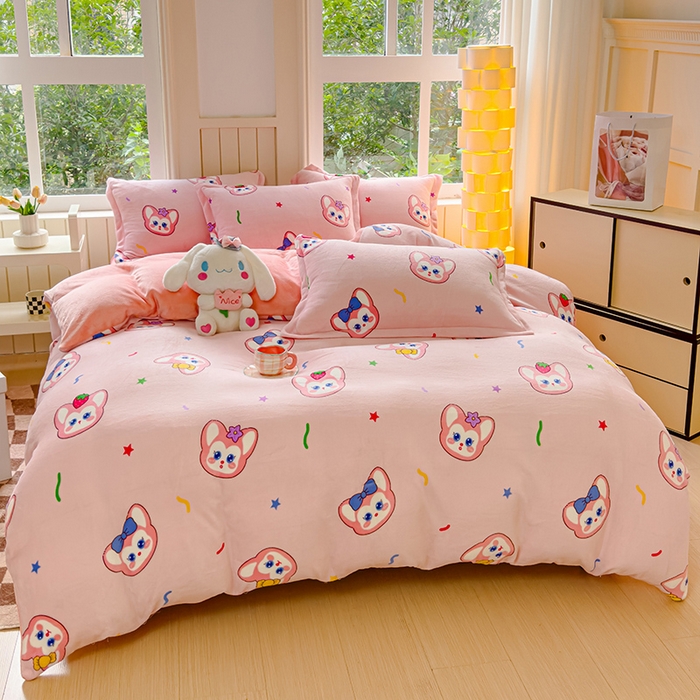 91家纺网 家纺一手货源 找家纺 狂想家 2025新款加厚牛奶绒卡通印花四件套 幸运狐狸