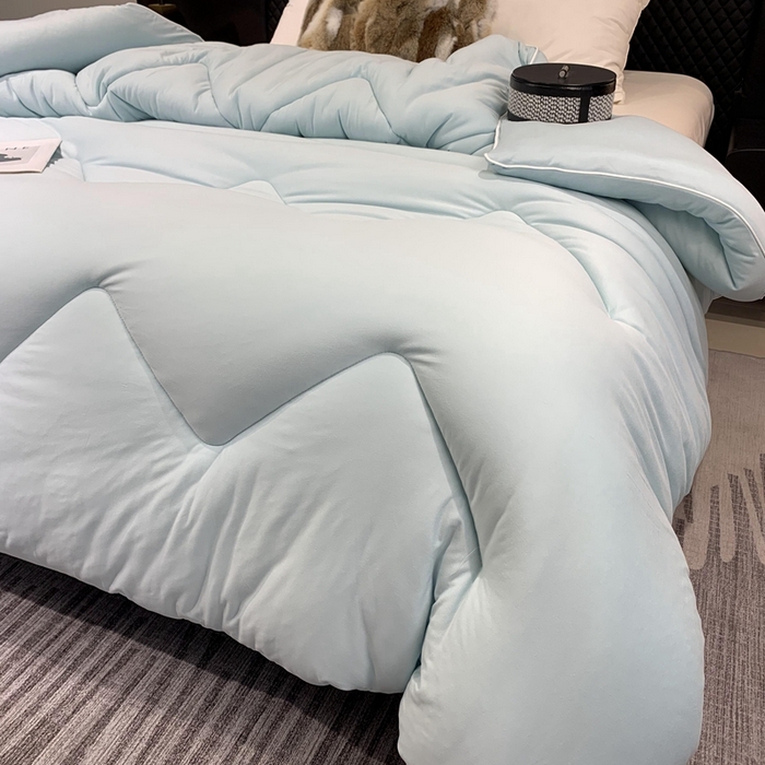 91家纺网 家纺一手货源 找家纺 奈萝家纺 2024新款超柔针织四季恒温春秋被冬被被子被芯 蓝色