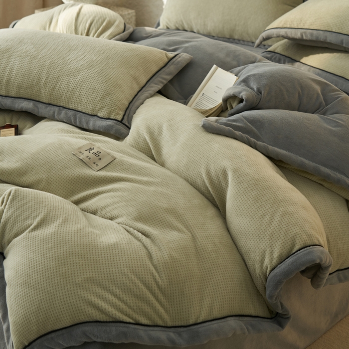 91家纺网 家纺一手货源 找家纺 2024新款牛奶绒华夫格可拆洗冬被被子被芯 华夫格可拆洗-牛油果绿