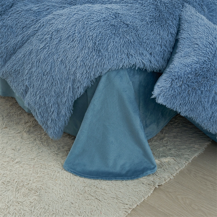 91家纺网 家纺一手货源 找家纺 品尚嘉家纺2025新款纯色水貂绒四件套长毛绒保暖套件雾兰