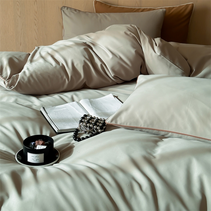 91家纺网 家纺一手货源 找家纺 三味舒屋 2024秋冬美拉德色系50s全棉磨毛四件套-棚拍详情图 竹青