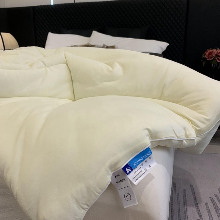 91家纺网 家纺一手货源 找家纺 奈萝家纺 2024新款超柔针织四季恒温春秋被冬被被子被芯 米黄