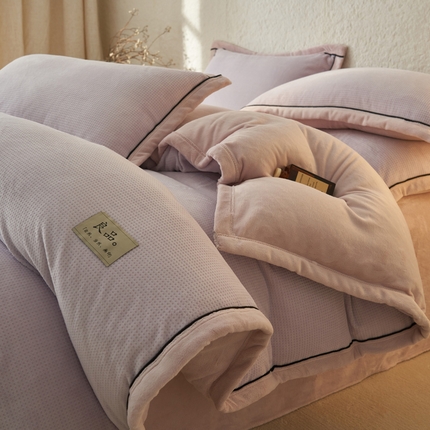 2024新款牛奶绒华夫格可拆洗冬被被子被芯 华夫格可拆洗-浅紫