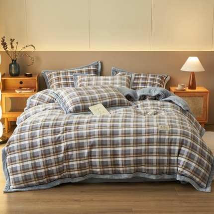 2024新款无印风牛奶绒宽边可拆洗冬被被子被芯 无印风可拆洗冬被-莫妮卡