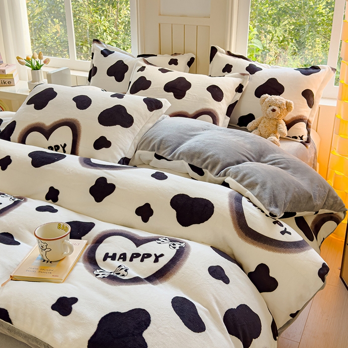 91家纺网 家纺一手货源 找家纺 狂想家 2025新款加厚牛奶绒卡通印花四件套 万事顺遂