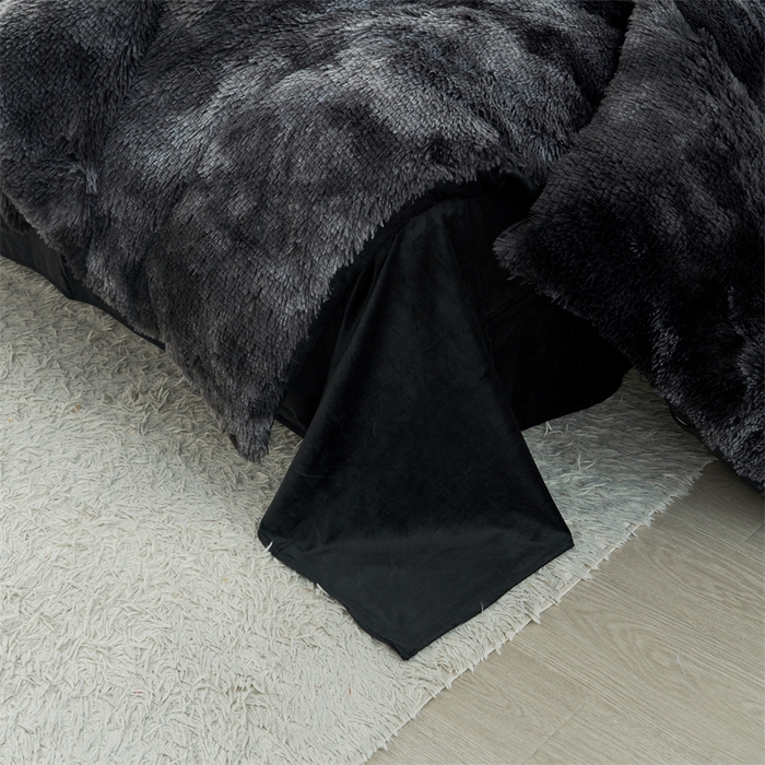 91家纺网 家纺一手货源 找家纺 品尚嘉家纺2025新款扎染水貂绒四件套长毛绒保暖套件扎染-黑色