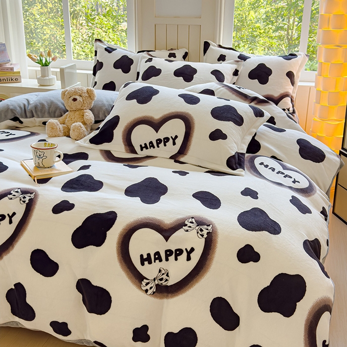 91家纺网 家纺一手货源 找家纺 狂想家 2025新款加厚牛奶绒卡通印花四件套 万事顺遂